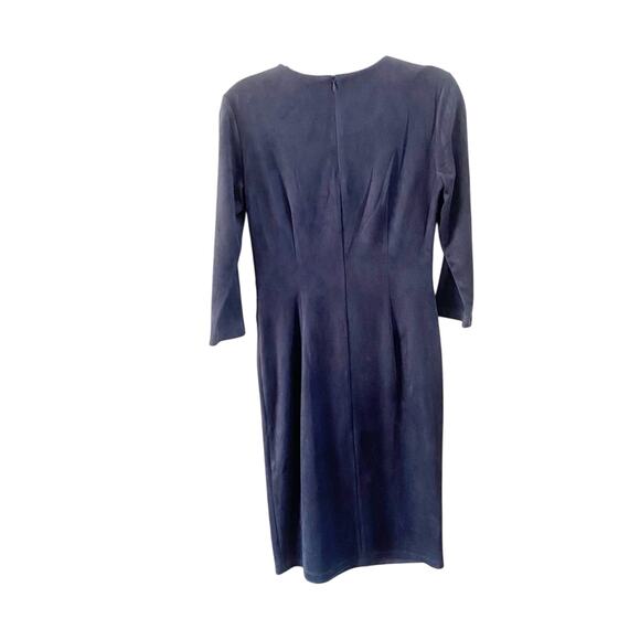J. McLaughlin Sia Faux Suede Stretch Dress XS Blue Classic Chic Career Midi - Picture 3 of 9